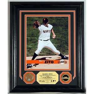 Barry Zito Gold And Infield Dirt Coin Photo Mint W/24Kt Gold Coin And 