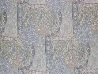 Aqua Cream Italian Tapestry Drapery Upholstery Fabric  