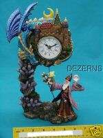 MYSTICAL CREATIONS WIZARD TAMING DRAGON PENDULUM CLOCK  