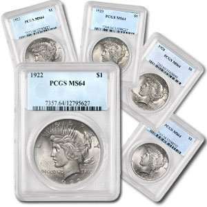  1922 1925 Peace Silver Dollars   MS 64 PCGS Toys & Games