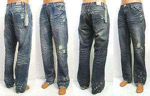 Mens JORDAN CRAIG blue distressed jeans sz 30 32 34 36 38 40 x 30 32 