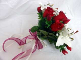   Wedding Bouquet, Lillies & Roses Purple, Royal Blue, Deep Red  