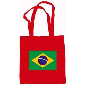 Brazil Brazilian Flag Canvas Tote Bag Red 