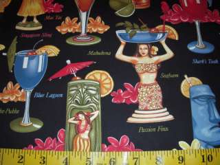 Hawaiian Cocktails Pleasures Pastimes Cotton Fabric BTY  