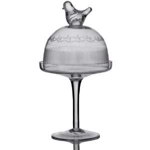  Glass Bird Footed Dessert Pedestal with Dome: Home 