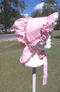 CHILDS OZARK BONNETS PINK WITH WHITE LACE  