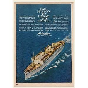  1961 Matson Lines Cruise Ship Liner Sail to Hawaii Print 