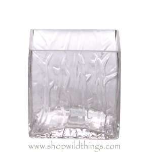 Vase or Candle Holder   Ice Pattern Glass Cube   Clio   3 x 3 x 3