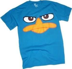 Phineas and Ferb Duck Bill Face Adult Blue T Shirt  