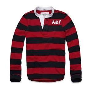  Aberchrombie & Fitch Mens Henley Orebed Brook RED STRIPE 