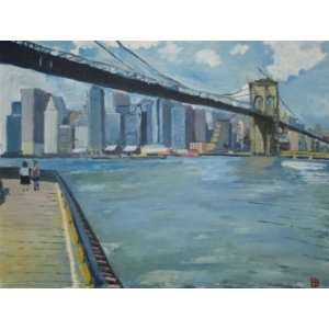  Brooklyn Bridge, Original Painting, Home Decor Artwork 