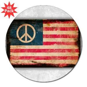   Lapel Sticker (48 Pack) Worn US Flag Peace Symbol 