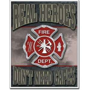  Real Heroes   Firemen Tin Sign , 13x16