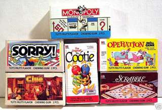 Mini Milton Bradley Parker Bros Game Chews Gum Boxes  