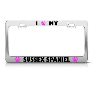 Sussex Spaniel Paw Love Pet Dog Metal license plate frame Tag Holder