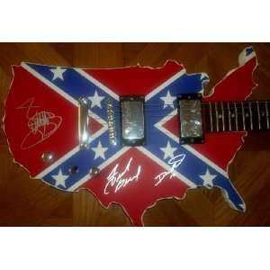   Autographed / Signed Confederate Flag Electric Guitar 