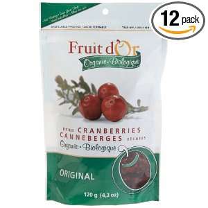 Fruit DOr Organic Dried Cranberries Original Flavor, 4.3 Ounce 