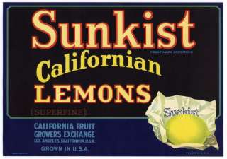 SUNKIST CALIFORNIAN~ORIGINAL 1930s AUTHENTIC LOS ANGELES LEMON FRUIT 