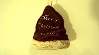 Primitive Santa Hat Ornament MERRY CHRISTMAS TO ALL with a bell, by 