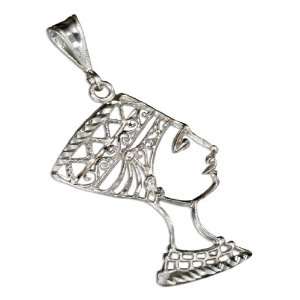    Sterling Silver Large Filigree Queen Nefertiti Pendant: Jewelry