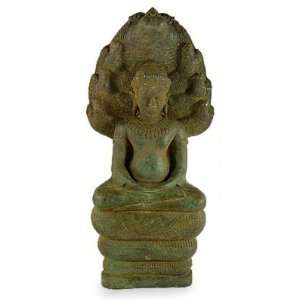  Brass statuette, Protecting Buddha (rust): Home 