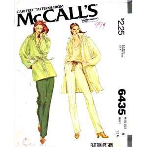 McCalls 6435 Vintage Sewing Pattern Tunic Shirt Jacket Pants Size 8 