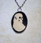 SKELETON SKULL GIRL MAC DEATHCameo NECKLACE with SWAROVSKI CRYSTALS 