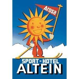  Vintage Art Sport Hotel Altein: Sun Headed Skier   02630 8 