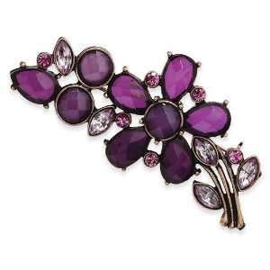  1928 Boutique Copper tone Dark Purple Crystal Flower Pin 