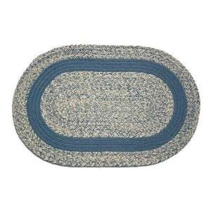  Oval Braided Rug (5x7): Oatmeal Williamsburg Blue 