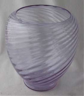 Steuben wisteria optic swirl art glass vase, 7 h.  