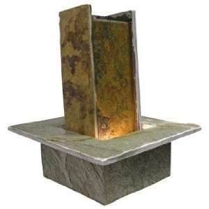  Lighted Slate Stone Pillar Table Fountain: Patio, Lawn 