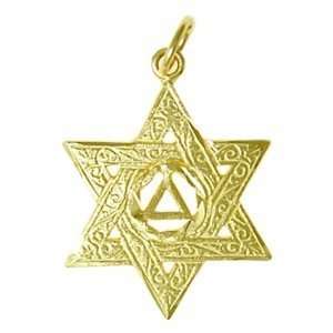   Large Engraved Jewish Star Sober 12 step Jewelry Charm Gift: Jewelry