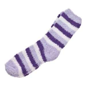 NEW Fluffy Cozy Fuzzy Socks   Wide Stripe 3 Color   Purple   80 240PUR