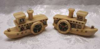 Two Vintage Plastic Steamboat Ornaments, Made in Japan  
