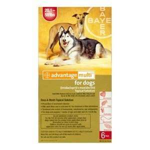  Advantage Multi for Dogs 20 55 lbs, 6 Pack (Red) Pet 
