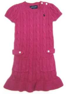   Toddler Girls Cable knit Dress in Rose, Navy Blue Pony: Clothing