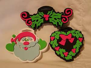 Set of 3 Chunky Craft Stamps Foam Mounted Christmas Design Wreath 
