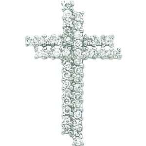    Sterling Silver Cubic Zirconia Cross Slide Pendant: Jewelry