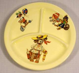 VTG Childs Divided Plate Dish Dogs Canonsburg Pottery  