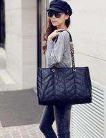 Fashion Simple Large Chain Shoulder Bag Handbag Black  