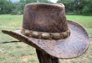 Henschel Hats WALKER Crunch Leather Cowboy Hat Brown