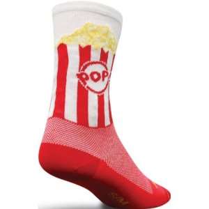 Sockguy Popcorn Crew Socks RED/WHITE S/M  Sports 
