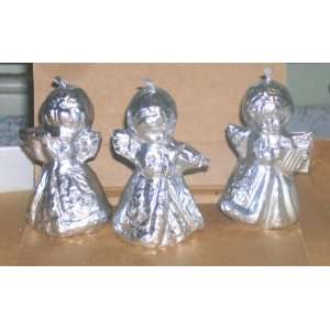  Silver Musical Angel Candles Set of 3