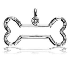  Open Dog Bone Charm in Sterling Silver: Sziro Jewelry 
