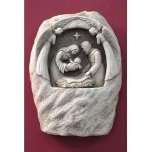   Angels, Holy Family Plaque   Concrete Home Or Garden Sculpture   Aged
