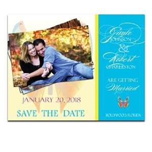  240 Save the Date Cards   Butterfly Rainbow Blue Office 
