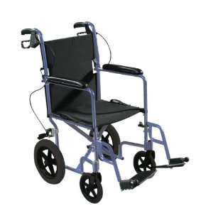 Drive Medical Expedition Transport Wheelchair with Hand Brakes, Blue 
