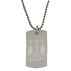   . Stainless Steel Engraved Crest Dog Tag and Chain