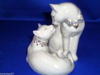 Lenox Sweet Devotion 2 pc Set Cat Figurines Jeweled NIB w/COA Free 